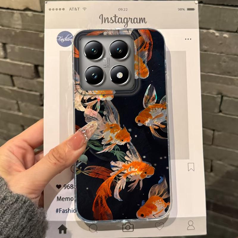 Luckly Koi Goldfish Fish Carp Girls Women Phone Case For Xiaomi 14T 13T Pro 14Tpro 11 Lite 5G NE Shockproof Bumper Fundas Cover