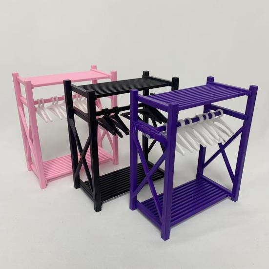 Mini Doll Wardrobe with 10 Hangers Doll Clothes Storage Closet for Display Dollhouse Accessories for 15/17cm Dolls