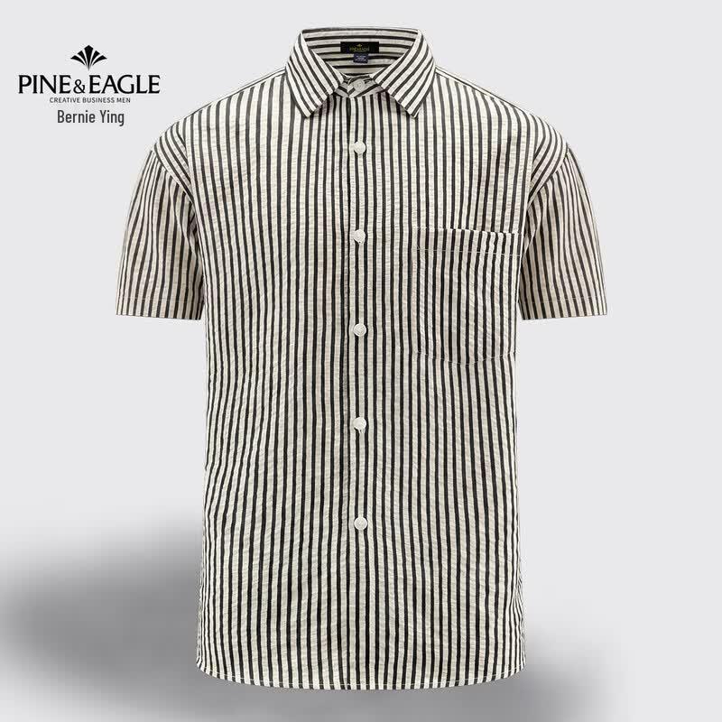 Bernie Yingge Men s Striped Casual Short-Sleeve Shirt 2XL