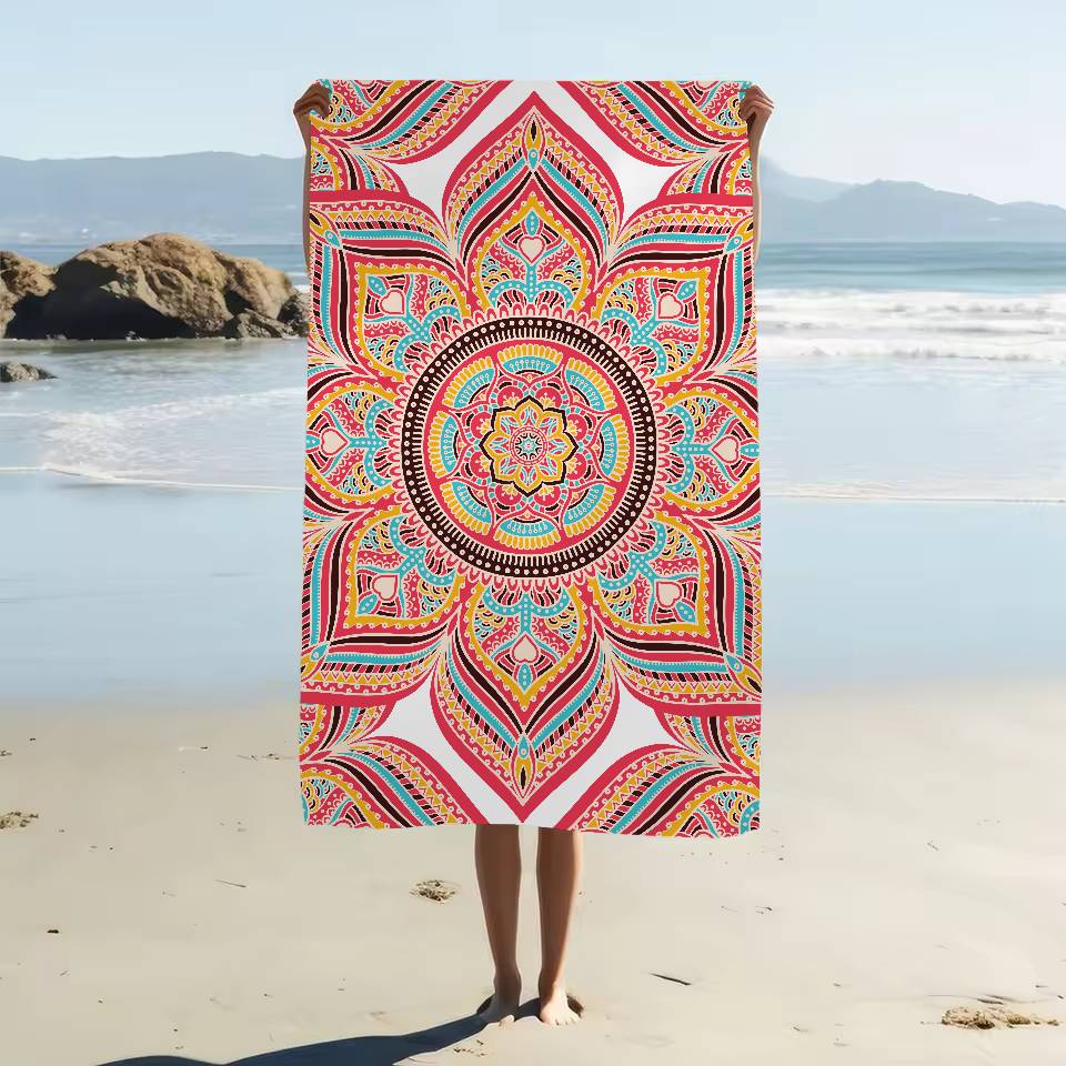 Classical Floral Pattern Bath Towel Microfiber Soft Water Absorbing Breathable For Girl Kids Decorative Cartoon Beach Towel