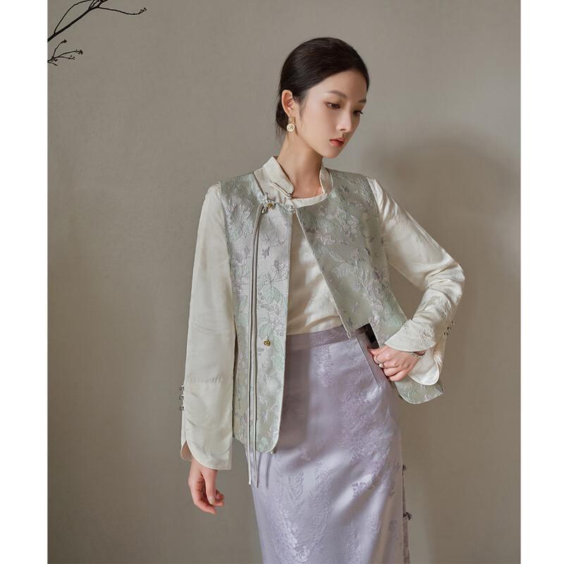 

JK&JS Women s New Chinese Style Jacquard Stand Collar Vest S