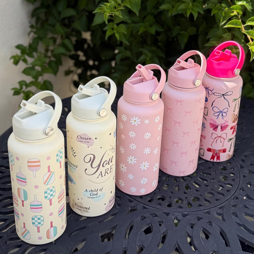 1L Insulated Water Bottle Wide Mouth 32oz Travel Tumbler Stainless Steel with Lid Gifts for Women Girls Teens Birthday Christmas