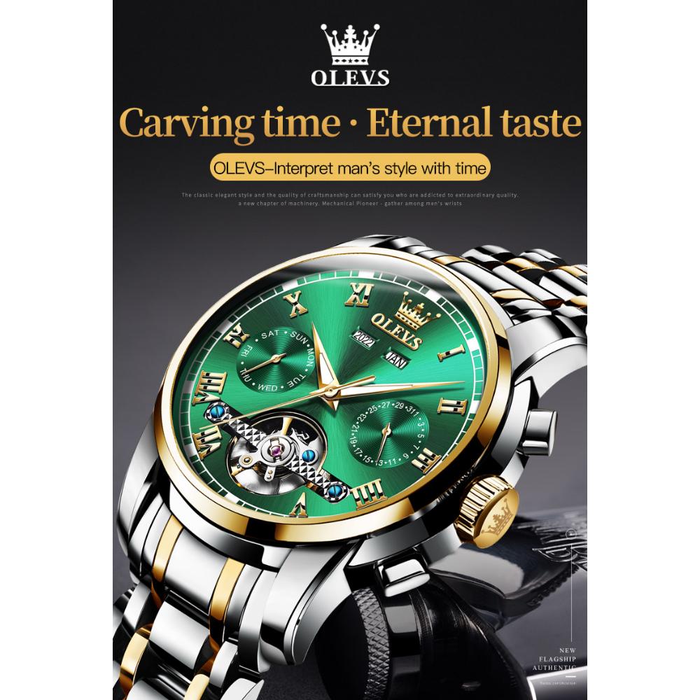 OLEVS Neue Uhr Automatische mechanische Uhr Multifunktions-Herrenuhr mit großem Zifferblatt
