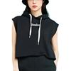 MLB New York Yankees Letter Minimalist Sleeveless Hoodie Women Hoodies Black 3FTK06023-50BKS