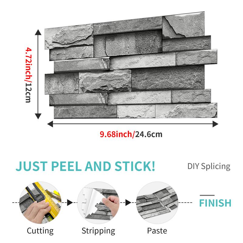 12 Pcs Self Adhesive Tile Sticker Waterproof PVC Marble Pattern Peel And Stick Panels Bathroom Kitchen Backsplash Wall Decals