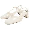 Zara Elegant Patent Leather Effect Open-Back Chunky Heels 4cm Women Heels White 2253510001