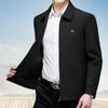 FiveFive Men Stylish Jacket Men Outerwear Men Spring Fall Lapel Collar Mid-aged Father Jacket Solid Color Long Sleeve Business Jacket