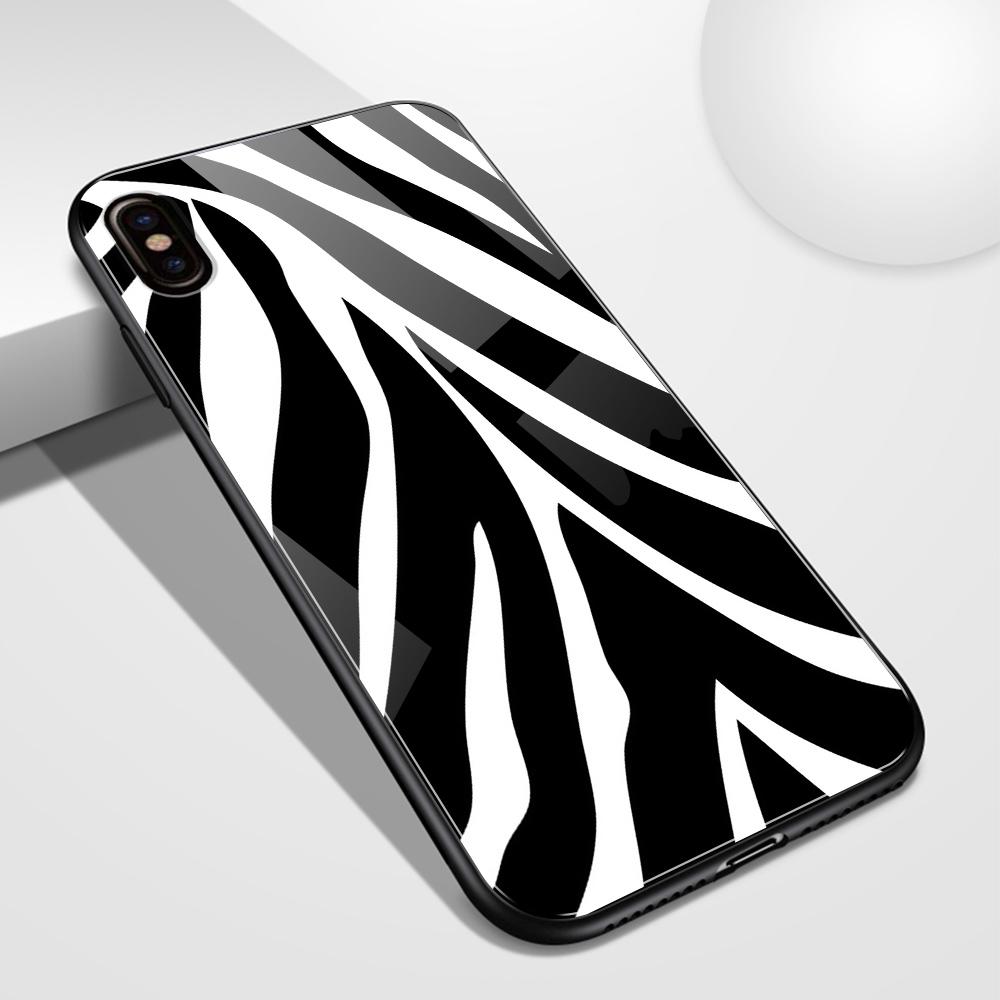 Hülle für iPhone 14 Glas Hartschale Zebra Tiger Leopard Haut Cover Coque für iPhone 6 7 14Plus X Xs Max Xr 11 12 13 14 Pro Max Se