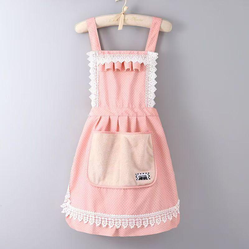 Fashion Princess Short Lace Apron Breathable Waterproof Maid Summer Foreign Style Workwear Beauty Shop Household Cleaning Tools