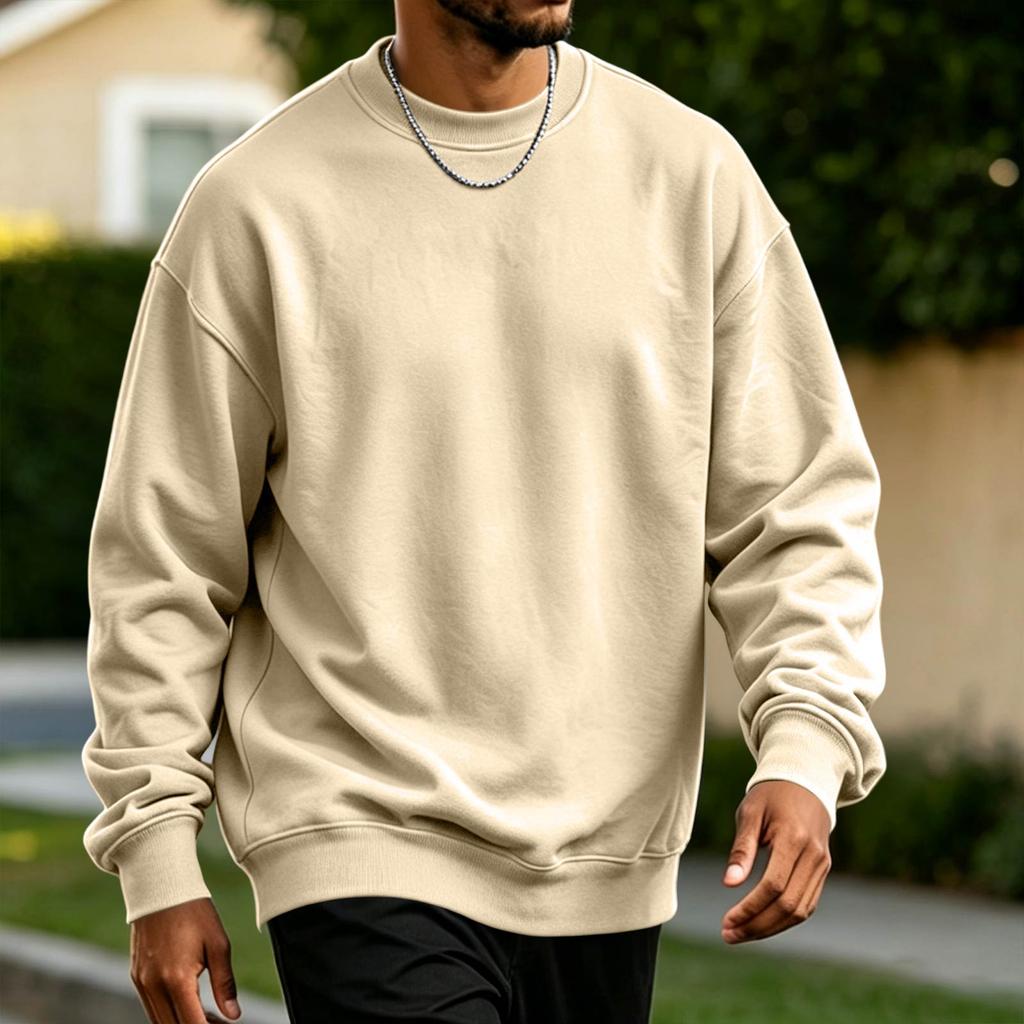Men's Neck Long Sleeve Sweatshirt Pullover for Casual Everyday Wear