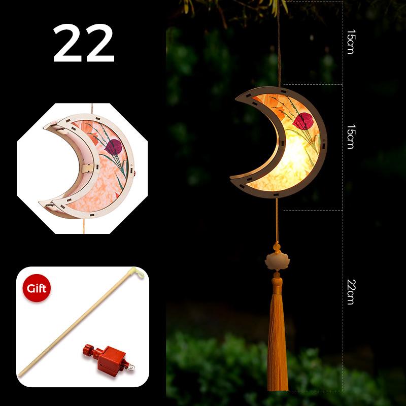 Mid-autumn Portable Lantern With Tassel Waterproof Chinese Antique Wood Carving Palace Light Lamp New Year Spring Festival Decor