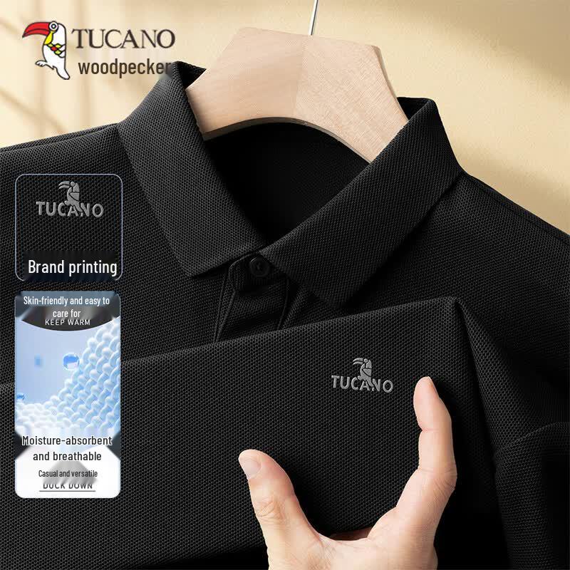 TUCANO Men s Ice Silk Short Sleeve Polo Shirt L чёрный
