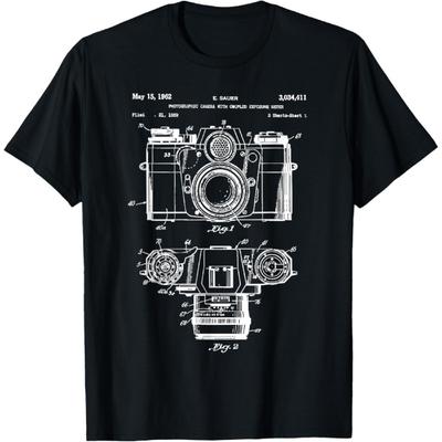 Maglietta Regalo per Appassionati di Fotografia Maglietta con Stampa di Brevetto Vintage di Fotocamera