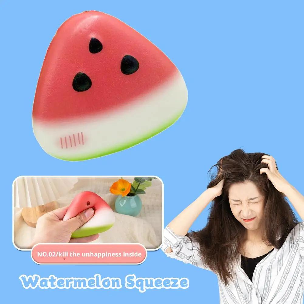 Watermelon Squishy Toy Slow Rising Stress Relief Sensory Gift for Kids Adults Decompression Fidget Fun Soft Mochi Play New
