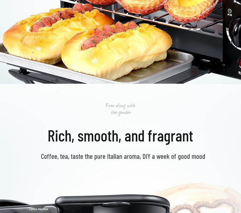 Three-in-One Multifunctional Breakfast Machine: Toaster & Mini Oven, 110V-220V
