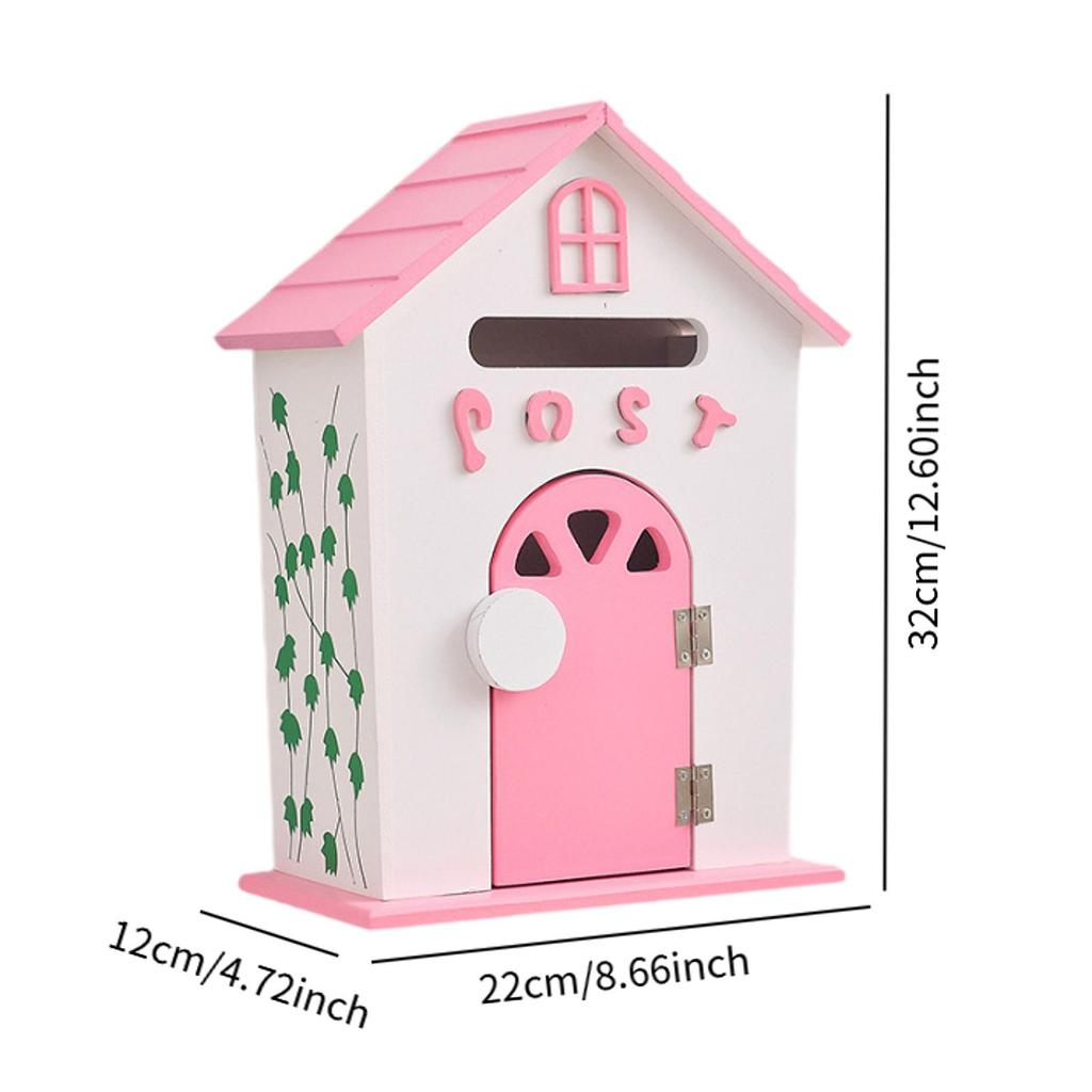 Mailbox with Key Lock Wood Communication Mail Box Wall Mount Mailbox Opinion Box for Home Office School Entrance Front Door