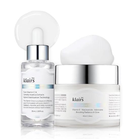 

Pores, Texture, Dullness, Vitamins, 2-Piece Set [Klairs] Vitamin C Serum, Vitamin E Moisturizing Cream, Freshly Juiced Vitamin Drops 35ml, Vitamin E