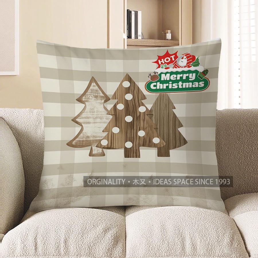 Home Decor Merry Christmas Gingerbread Pillow Cover Pattern Cushion Cover Suitable for Sofa Bedroom Car Pillow Cover