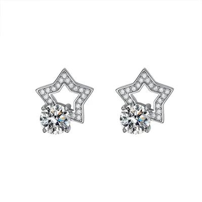 Pendientes de moissanita certificados de 1,0 ct para mujer, 100 % plata de ley 925, con forma de estrella y diamantes brillantes, joyería de cumpleaños