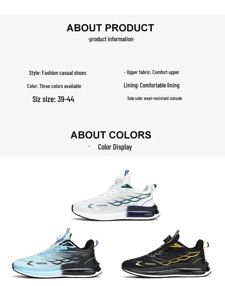 2024 Men's Flyknit Air Cushion Running Shoes with Rotating Buckle - Breathable Ice Silk Mesh for All Seasons