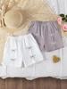 Two-piece Set of Girls' Outdoor Casual Comfortable Stylish Fresh Bow Embroidery Two-tone Shorts