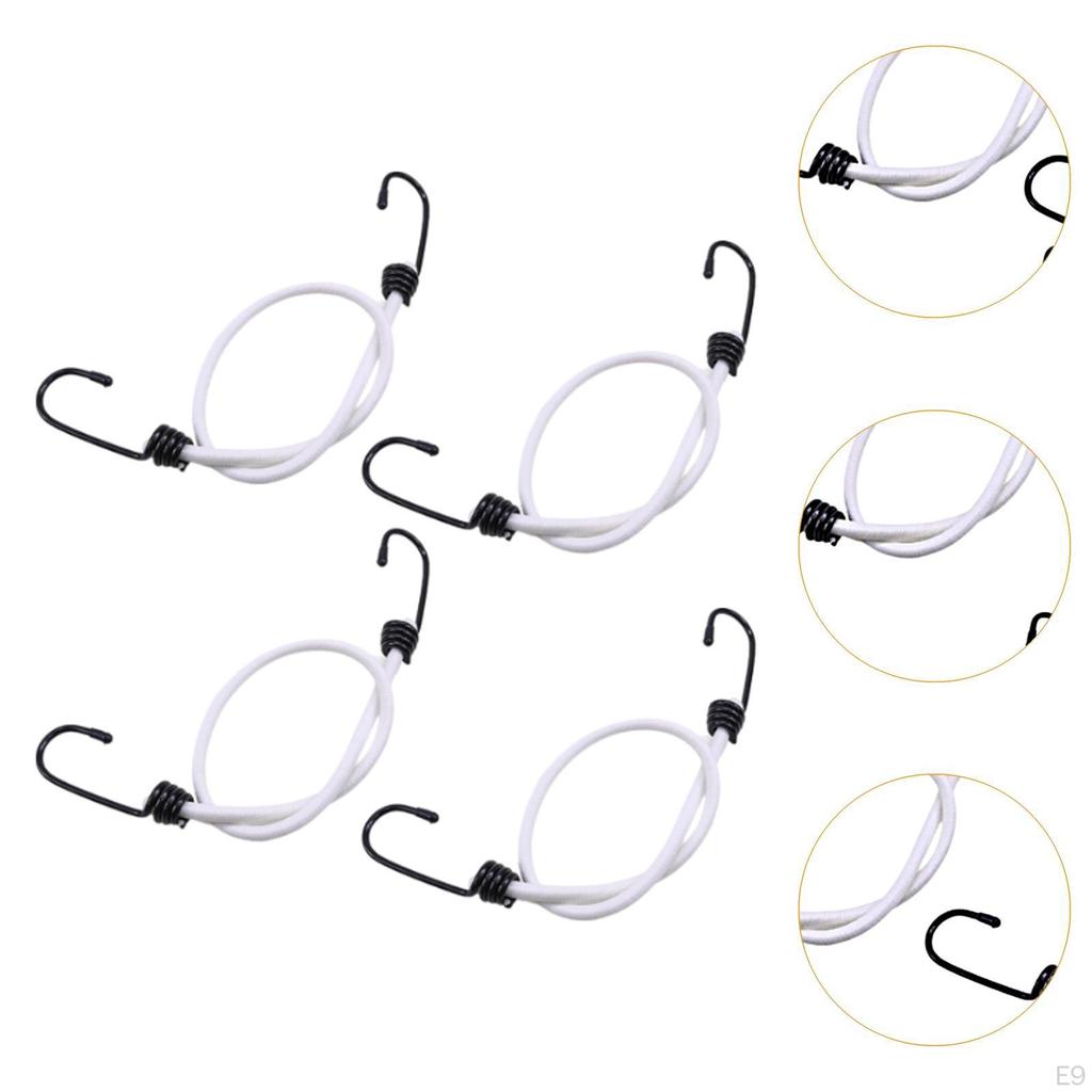 4 Pieces Mini Bungee Cord Small Strap Elastic Rope with Hooks for Trucks