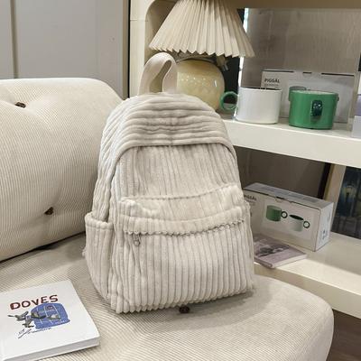 Women's Korean Style Corduroy Backpack2026New Autumn and Winter Student School Bag Corduroy Simple Versatile Backpack
