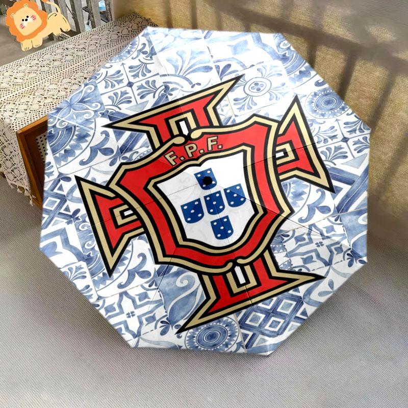 1 PC Automatic Folding Umbrella - Portugal National Football Logo Pattern, Portable & Foldable Design with 8 Ribs, Christmas Birthday Gifts