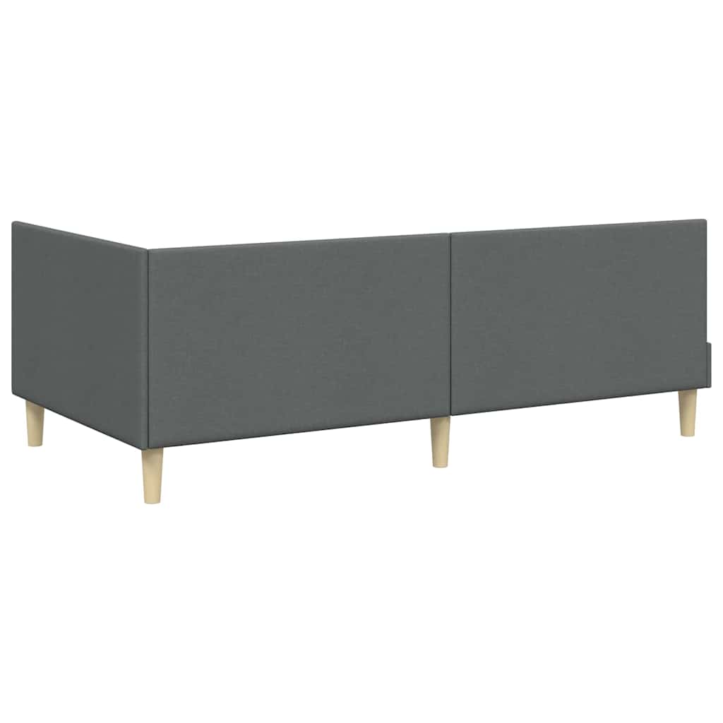 Corner Bed Frame Dark Grey 80 Cm X 200 Cm Fabric and Plywood