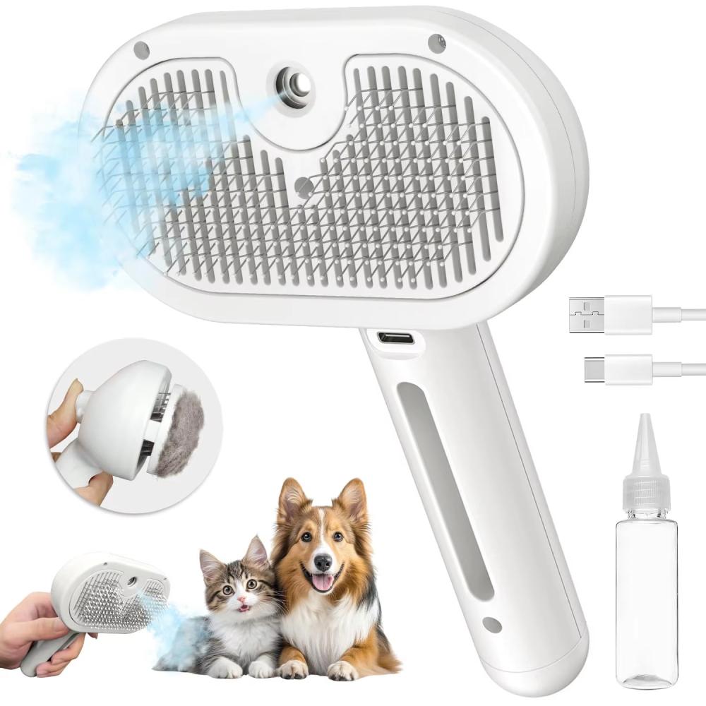 Dog Comb Pet Steam Massage Brush Safe Round Head Soft Teeth Spray Hair Removal Comb for Dog Universal for Cats Dogs Accessories