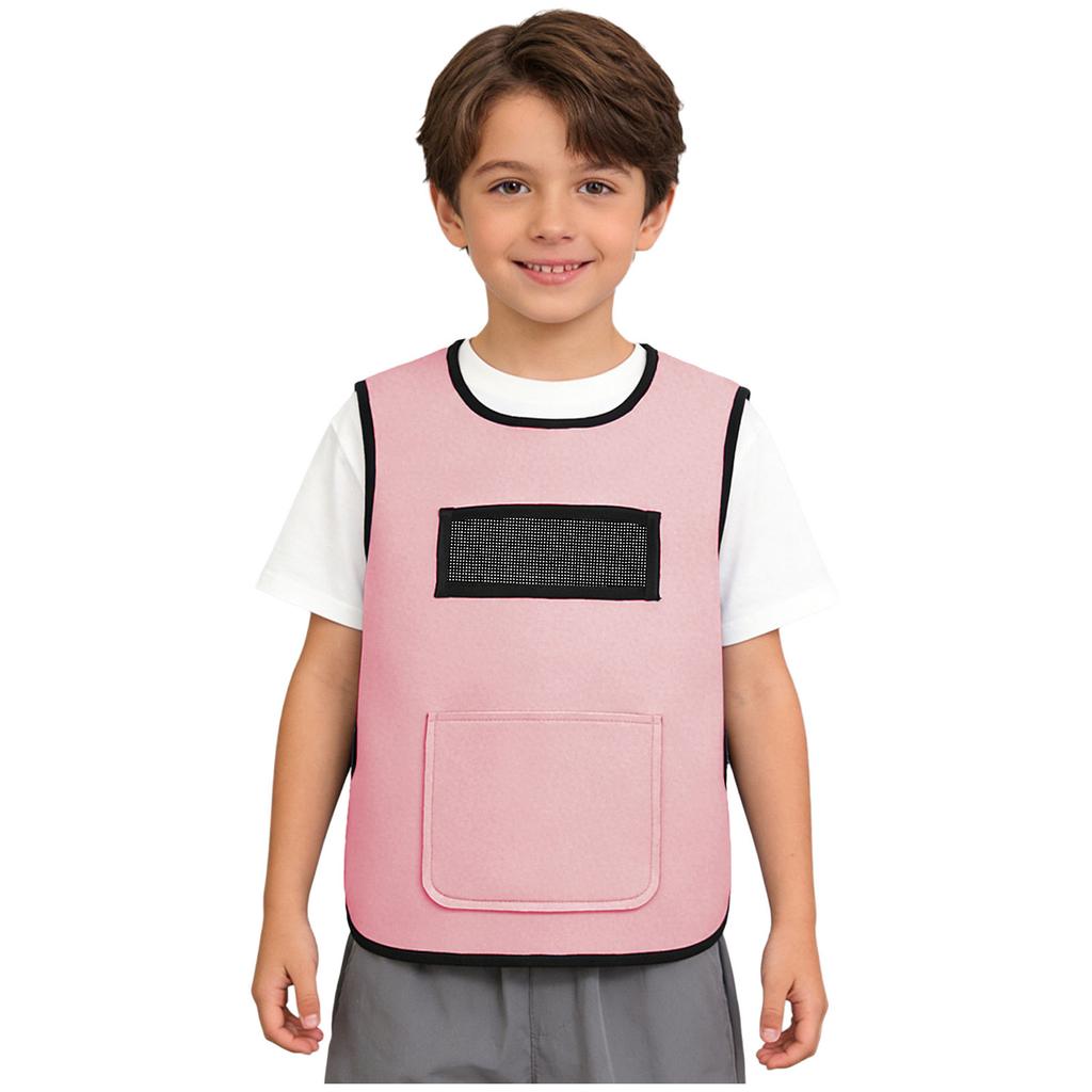 Gilet Sensoriale Compressivo in Rete Traspirante Unisex per Bambini con Chiusura Regolabile a Velcro e Imbottitura Frontale