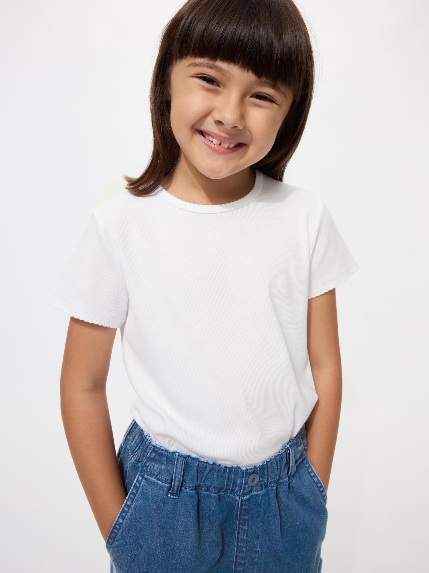 

Uniqlo Япония Девочки Ребристый топ 00 WHITE/100