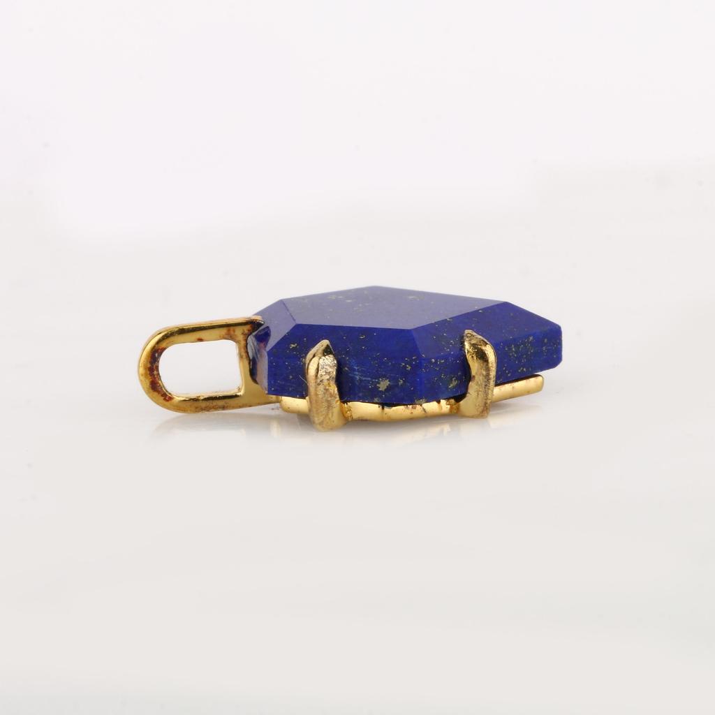 Lapis Lazuli Pentagon Pendant 925 Sterling Silver Gold Plated Geometric Fine Jewelry Gift for Her