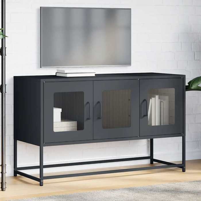 VidaXL Meuble TV anthracite 100,5x39x60,5 cm acier laminé à froid, banc tv, meuble hifi, centre de divertissement, buffet 853340