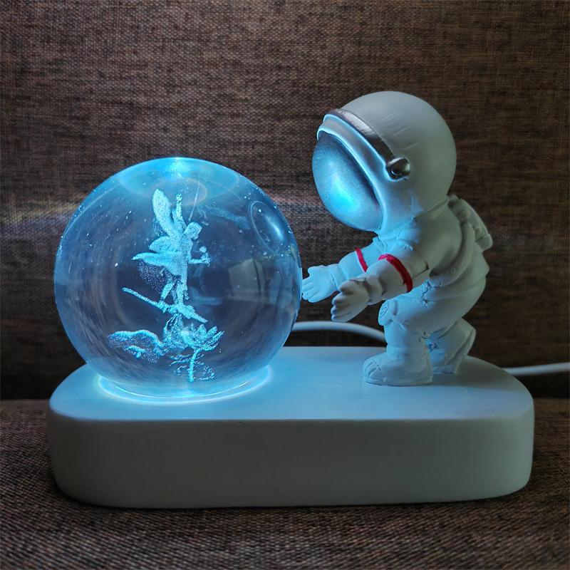 Astronaut Creativ 3D Minge de Cristal Led Lumină de noapte pentru Dormitor Copii Planetă Spațiu Lampă Sistem Solar USB Cadou de Crăciun pentru copii