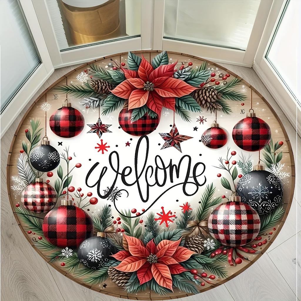 Christmas Santa Claus 3D Optical Illusion Vortex Round Rug Holiday Large Area Carpet for Home Living Room Bedroom Floor Decor