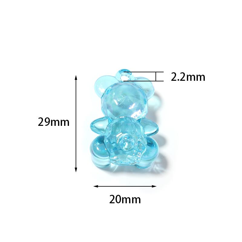 10Pcs/lot Acrylic Bear Charms For Jewelry Making Transparent Cute Animal Beads Diy Pendants Necklace Accessories