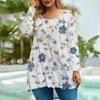 Women's Fashion Large Size Round Neck Long Sleeve Casual Print Loose Pullover Top