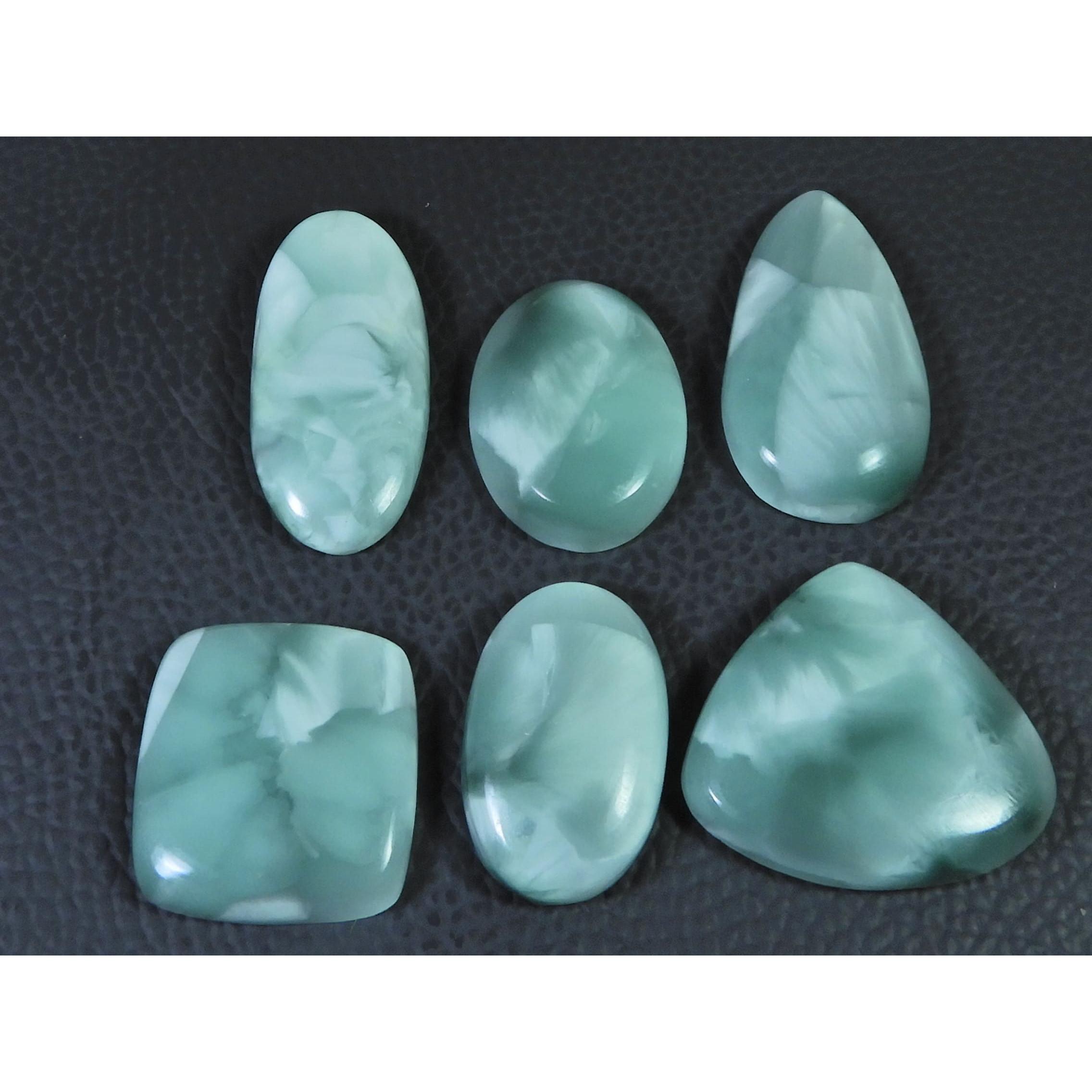 208 Карат. Натуральный Зеленый Гемиморфит Смесь Кабошон Россыпной Драгоценный Камень 06 шт. Партия C-1581