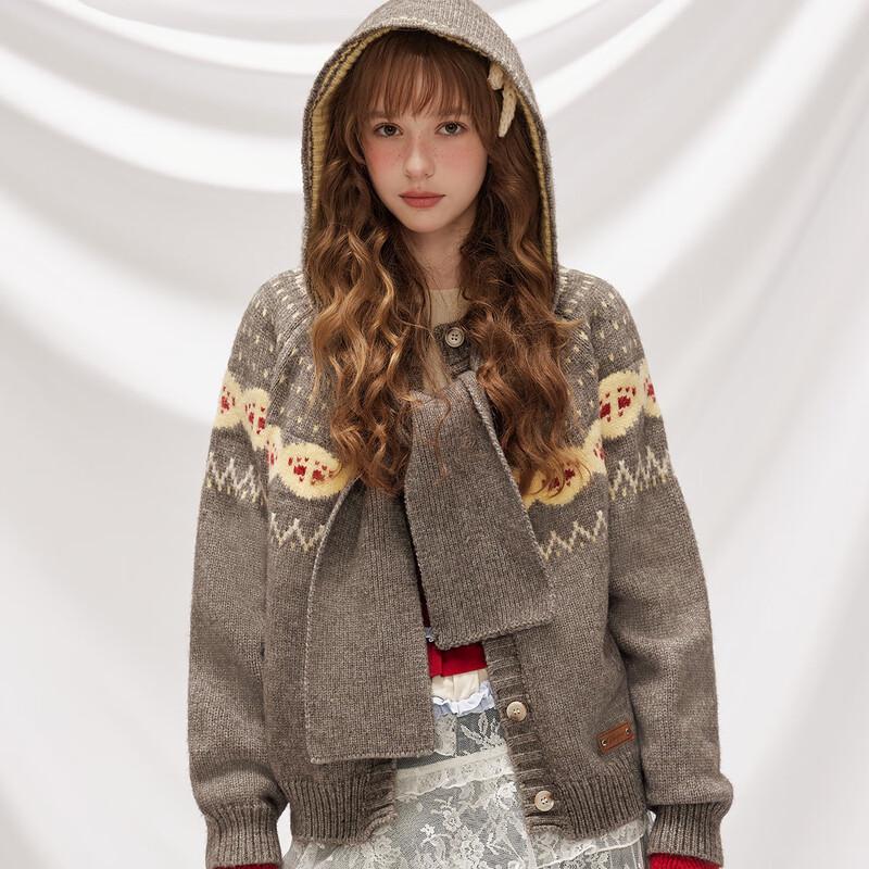 UNIFREE Fair Isle Hooded Knitted Sweater