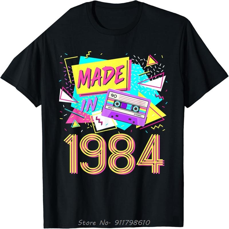 

Made in 1984 Years Old Retro Vintage 80s 38th Birthday T-Shirt Official-website Unisex Men s Clothing Pure Cotton Tshirt M чёрный
