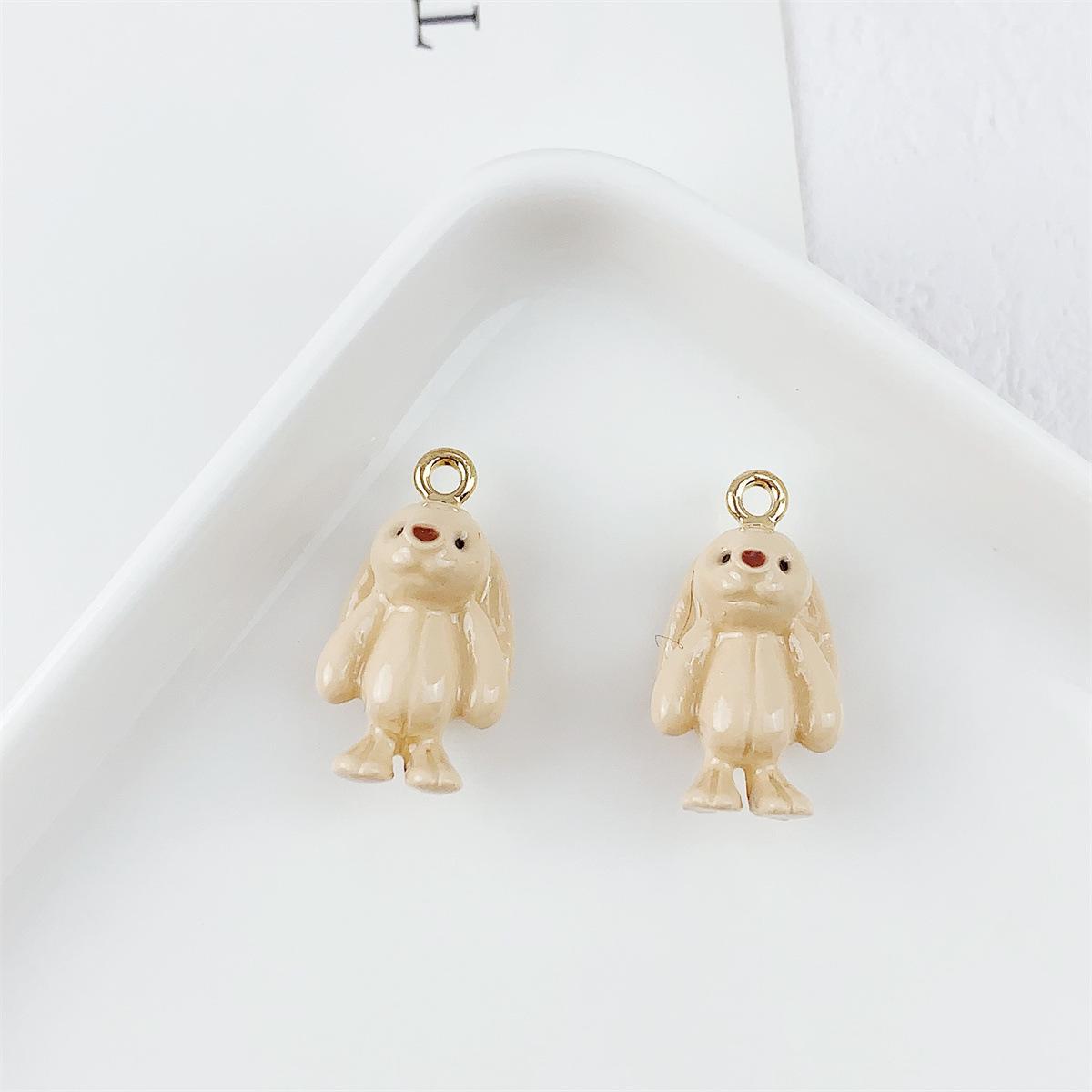 Alloy Drip Oil Stereo Cute Rabbit Pendant for DIY Handmade Jewelry. 11x20mm, 3.8g each