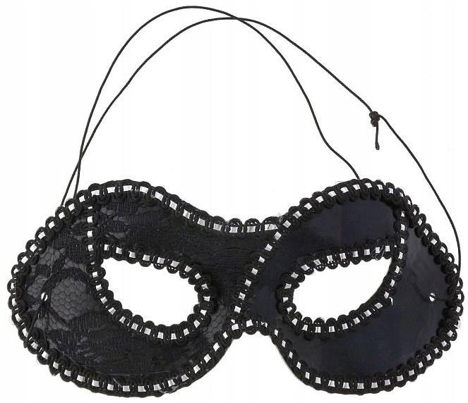 Maska Koronkowa Wenecka Na Oczy Czarna Elegancka Dama Karnawał Bal Maskowy