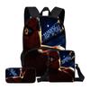 3 Piece Backpack Lunch Bag Pencil Case Set with Printed Design Durable Material Adjustable Straps Suitable for School Travel and Daily Use