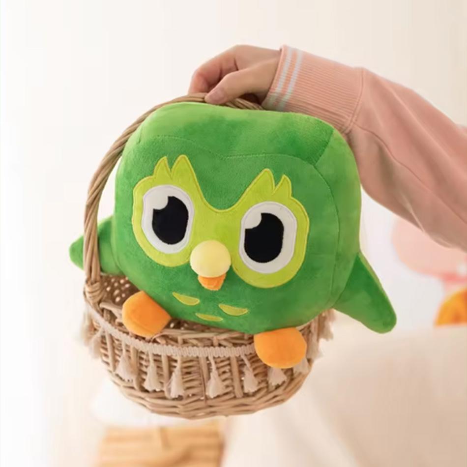 Grüne Duolingo Eule Plüschtier Duo Plüschtier von Duo der Eule Cartoon Anime Eule Puppe Weiches Stofftier Spielzeug Kinder Geburtstagsgeschenk
