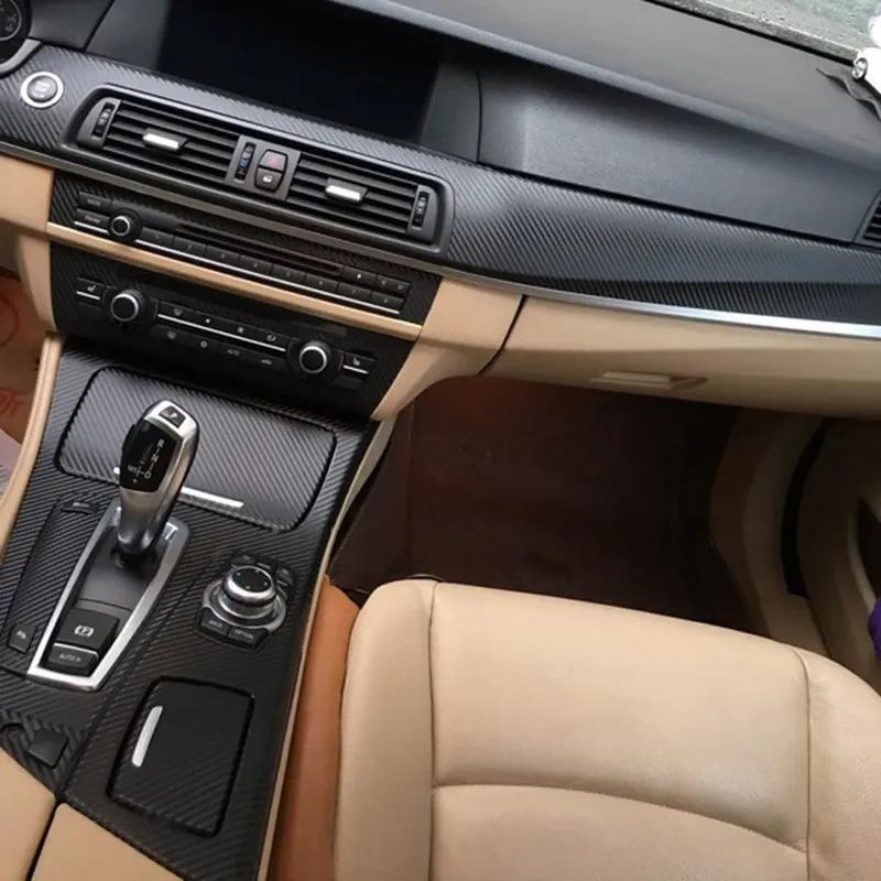 1 Set High Quality Car Interior Trim Black 5D Carbon Fiber Style For BMW 520Li 528Li F10 F18 Vinyl Car Stickers Accessories NEW