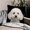 1Pc White Curly Haired Dog Print Throw Pillow Cover,Suitable For Sofa,Bedroom,Living Room,A Heartwarming Gift For Pet Lovers