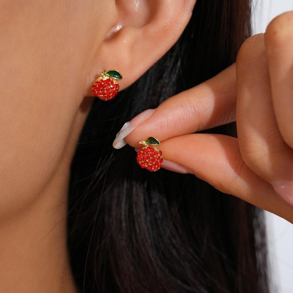Strawberry Lemon Mini Cherry Earrings Orange Cherry Small Fruits Ear Stud  Jewelry Gift