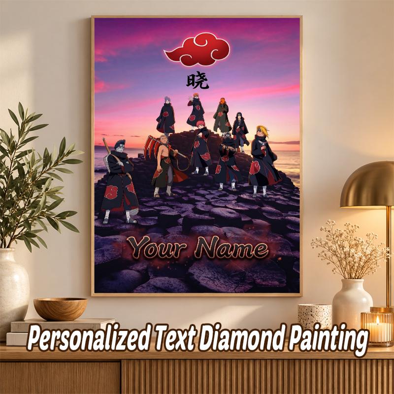 Akatsuki Naruto Custom Name Diamond Painting Personalized 5D Full Drill DIY Diamond Art Home Decor
