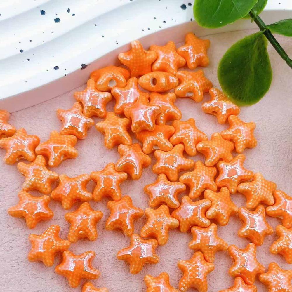 20pcs Ceramic Ceramic Spacer Loose Beads Fresh Color Jewelry Making Material Starfish Bead  Student